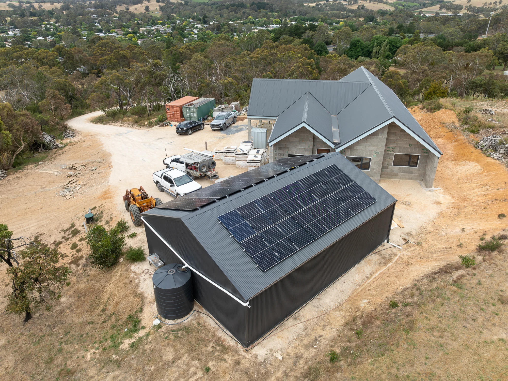 Rooftop solar panel installation on Adelaide Hills property